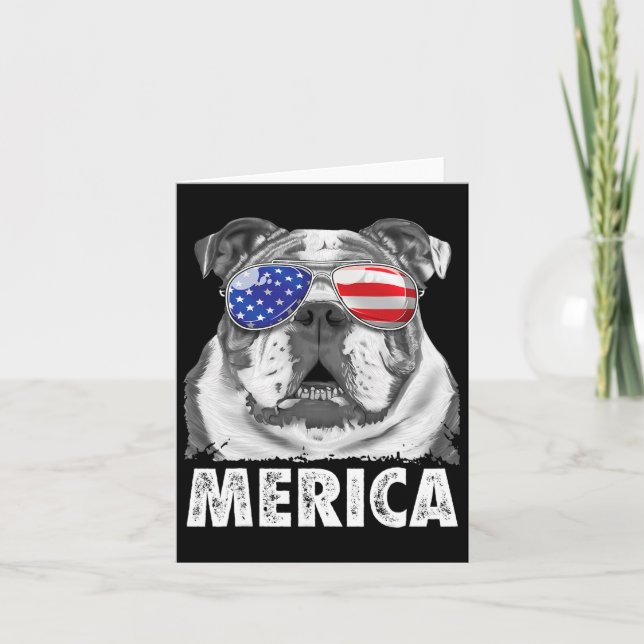 Bulldog 4. Juli Merica Männer Frauen USA F Karte (Vorderseite)