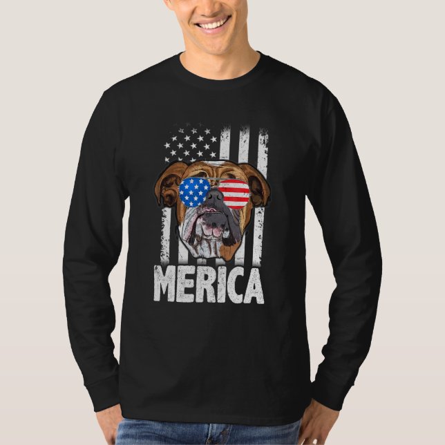 Bulldog 4. Juli Merica Männer Frauen USA F T-Shirt (Vorderseite)