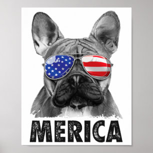 Bulldog 4. Juli Shirts Merica Männer Frauen Poster