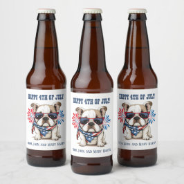 Bulldog 4. Juli Unabhängigkeitstag Rotes Blau Bierflaschenetikett