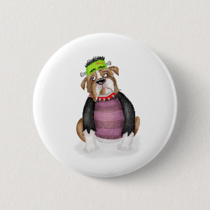 Bulldog als Frankensteins Monster-Abzeichen verkle Button