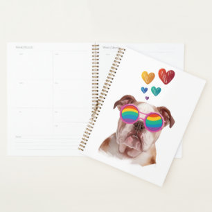 Bulldog anglais avec des coeurs Saint-Valentin