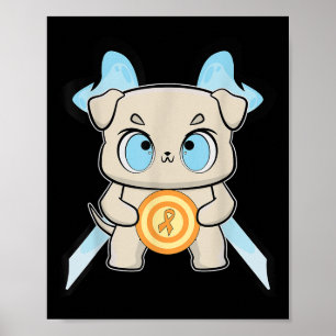 Bulldog Anime Welpe Leukämie-Bewusstsein Männer Fr Poster