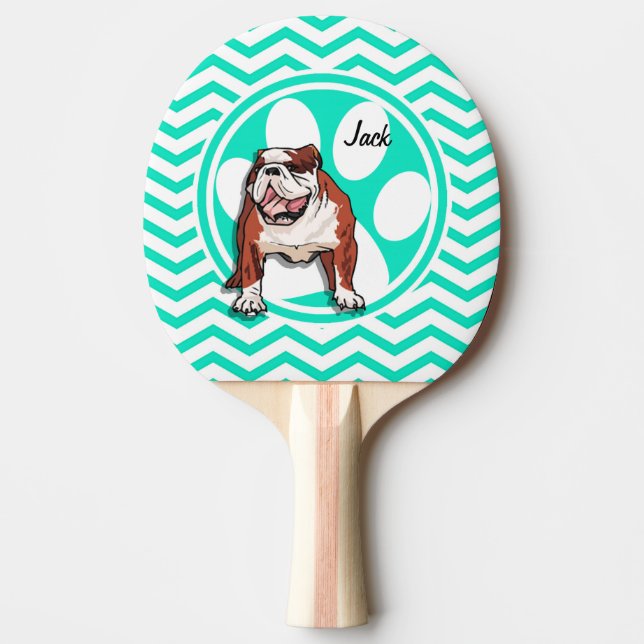 Bulldog; Aqua Green Zickzack Tischtennis Schläger (Vorderseite)