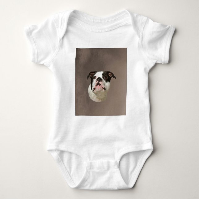 Bulldog Aquarellmalerei Baby Strampler (Vorderseite)