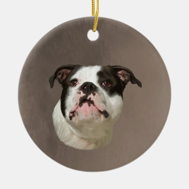 Bulldog Aquarellmalerei Keramikornament (Vorne)