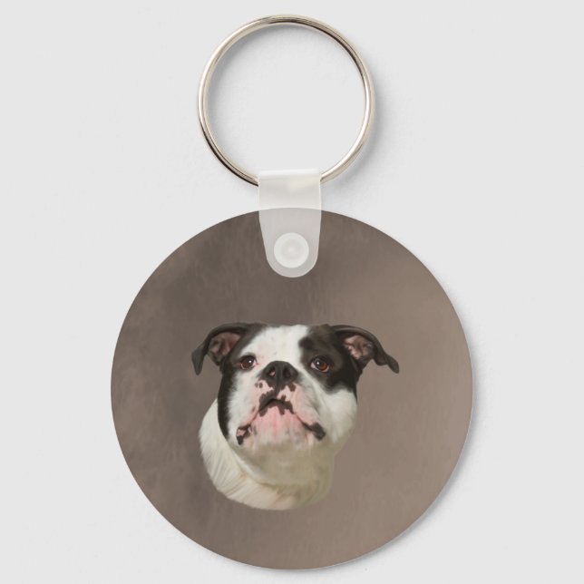 Bulldog Aquarellmalerei Schlüsselanhänger (Vorderseite)