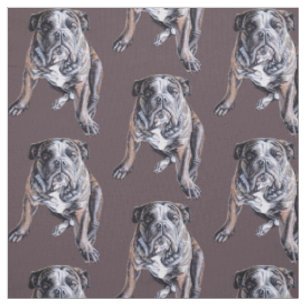 Bulldog Art Fabric Fabric Dog Art Pattern Stoff