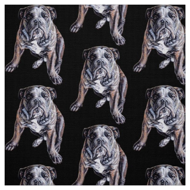 Bulldog Art Fabric Fabric Dog Art Pattern Stoff (Muster)