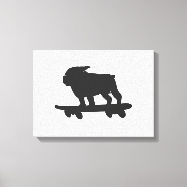 Bulldog auf einem Skateboard - Farbe für Hintergru Leinwanddruck (Vorderseite)