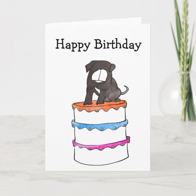 Bulldog auf Kuchen Geburtkarte Karte (Vorderseite)