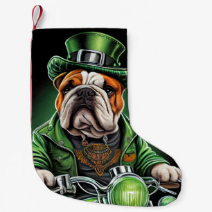 Bulldog Autofahrrad St. Patrick's Day Kleiner Weihnachtsstrumpf