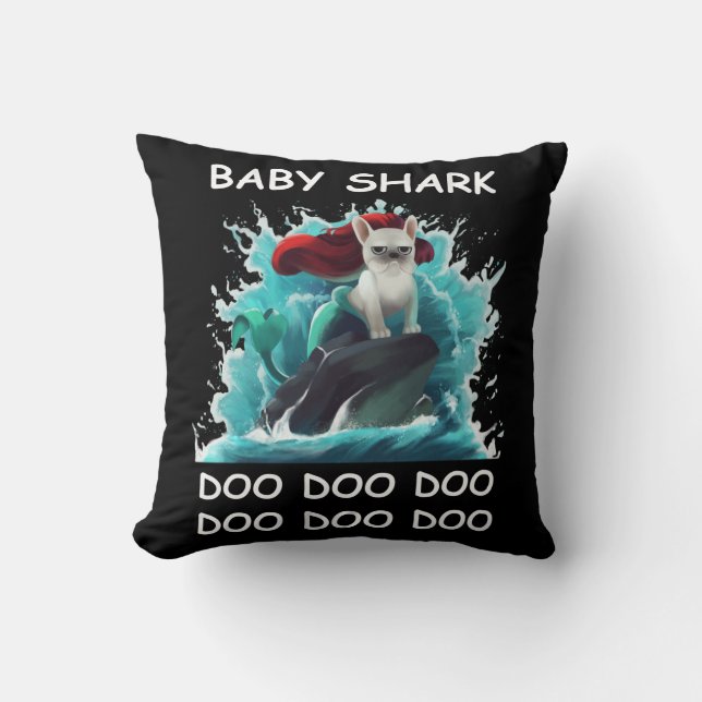 Bulldog | Baby Shark Doo Doo Doo Kissen (Vorderseite)