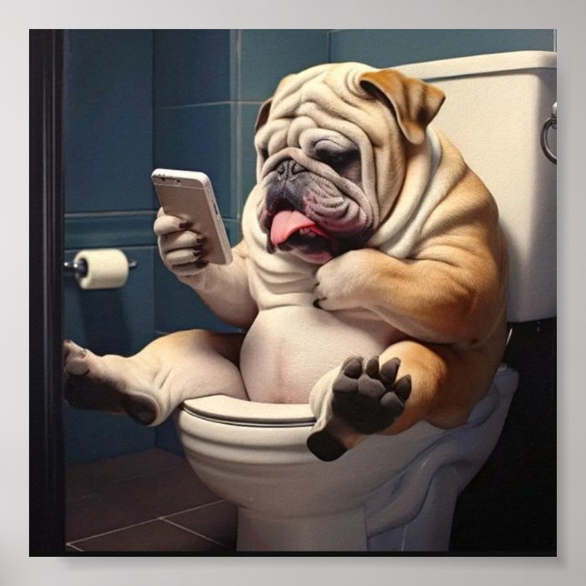 Bulldog Badezimmer Wall Poster (Vorne)