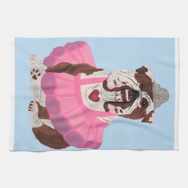 Bulldog-Ballerina Geschirrtuch (Horizontal)