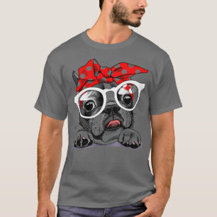Bulldog Bandana mit Brillen T-Shirt
