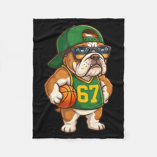 Bulldog Basketball 67 Gen Alpha Slang Srts Dog Boy Fleecedecke (Vorderseite)