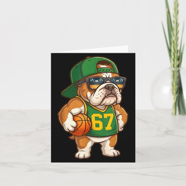 Bulldog Basketball 67 Gen Alpha Slang Srts Dog Boy Karte (Vorderseite)