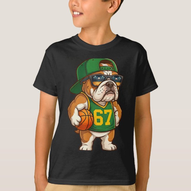 Bulldog Basketball 67 Gen Alpha Slang Srts Dog Boy T-Shirt (Vorderseite)