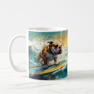 Bulldog Beach Surfen Malerei Kaffeetasse