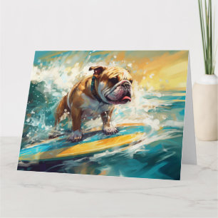 Bulldog Beach Surfen Malerei Karte
