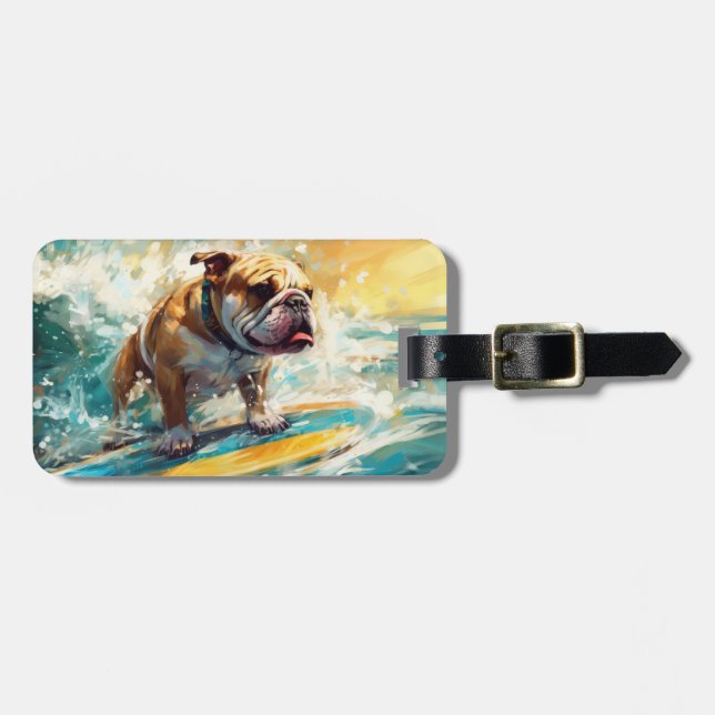Bulldog Beach Surfgrafik Gepäckanhänger (Vorderseite horizontal)