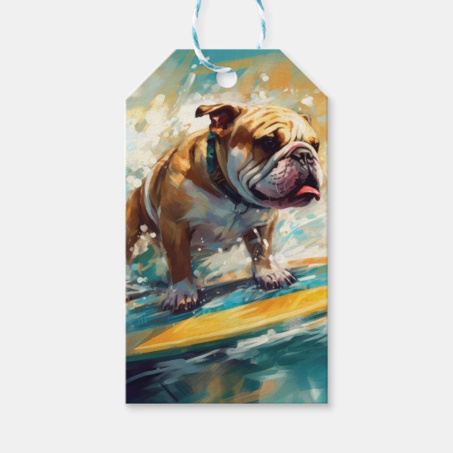 Bulldog Beach Surfgrafik Geschenkanhänger (Vorderseite)