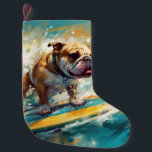 Bulldog Beach Surfgrafik Kleiner Weihnachtsstrumpf<br><div class="desc">Tauchen Sie ein in die spielerische Welt des Kaninchen-Abenteuers mit diesem faszinierenden Bild. Ein gepflegter Hund geht zu den Wellen und reitet geschickt auf einem sonnengeküssten Strand. Das lebendige Kunstwerk vereint wunderbar das Wesentliche der Erregung am Strand, während der Hund furchtlos auf den Wellen reitet und den Geist von Spaß...</div>