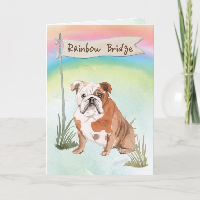 Bulldog Beileid über Rainbow Bridge Karte (Vorderseite)