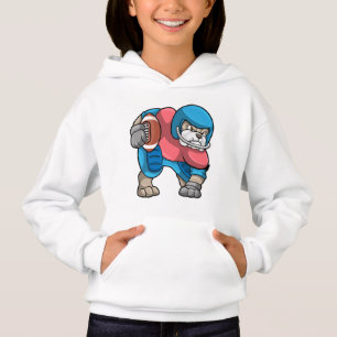 Bulldog beim Sport mit Fußball und Helm Hoodie