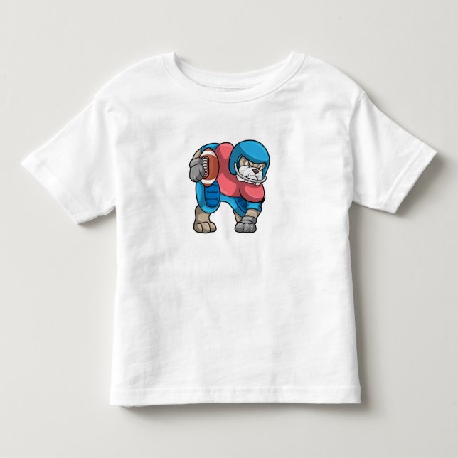 Bulldog beim Sport mit Fußball und Helm Kleinkind T-shirt (Vorderseite)