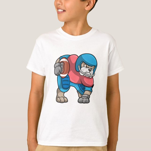 Bulldog beim Sport mit Fußball und Helm T-Shirt (Vorderseite)