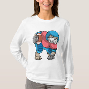 Bulldog beim Sport mit Fußball und Helm T-Shirt