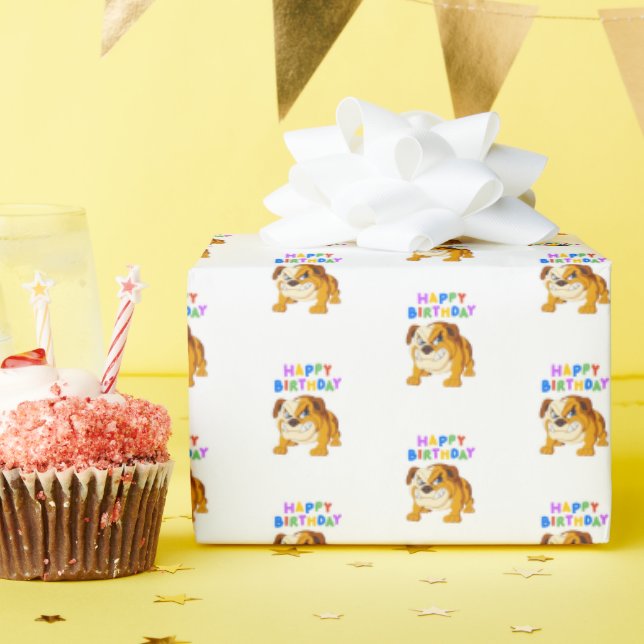 Bulldog Birthday Geschenkpapier (Geburtstagsparty)
