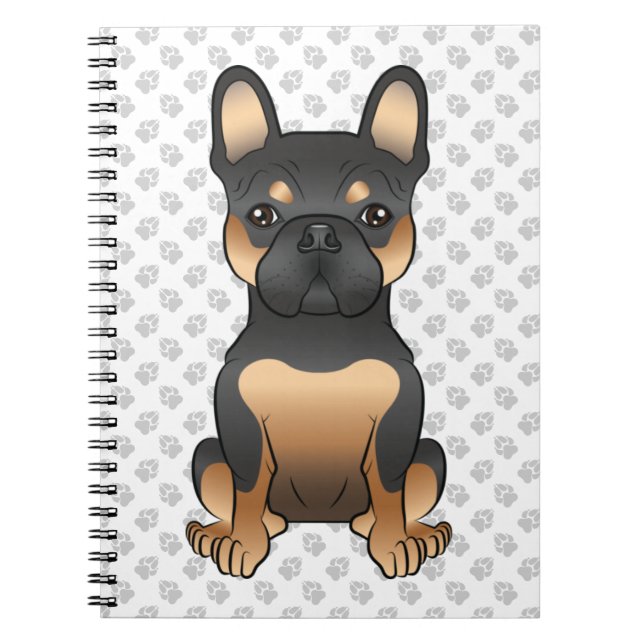 Bulldog, Black and Tan French / Frenchie Dog & Paw Notizblock (Vorderseite)