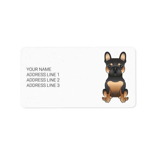 Bulldog, Black and Tan French / Frenchie Dog & Tex Adressaufkleber (Vorne)