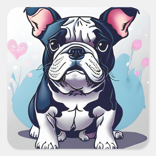 Bulldog Bliss Quadratischer Aufkleber (Vorderseite)