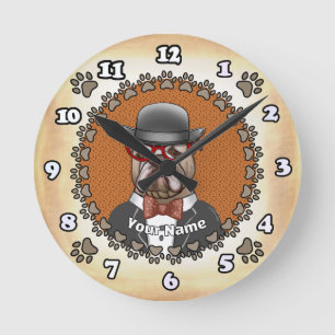 Bulldog-Brille Runde Wanduhr