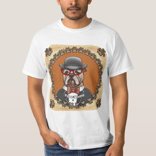 Bulldog-Brille T-Shirt (Vorderseite)
