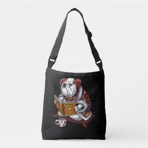 Bulldog-Buch Reading Hund Funny Pater Tragetaschen Mit Langen Trägern