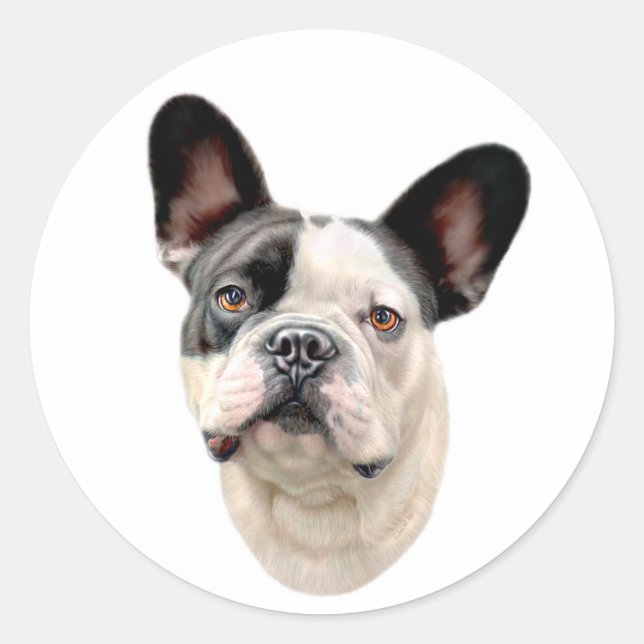 Bulldog BW Bust Runder Aufkleber (Vorderseite)