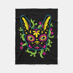 Bulldog Calavera Dia De Los Muertos Hunde Fleecedecke