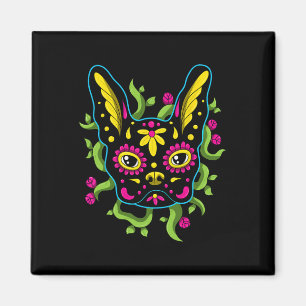 Bulldog Calavera Dia De Los Muertos Hunde Magnet