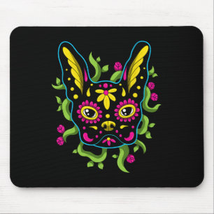 Bulldog Calavera Dia De Los Muertos Hunde Mousepad