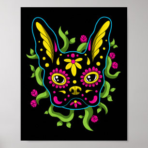 Bulldog Calavera Dia De Los Muertos Hunde Poster