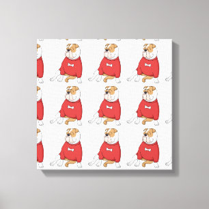 Bulldog chillt in Pullover Cartoon Leinwanddruck