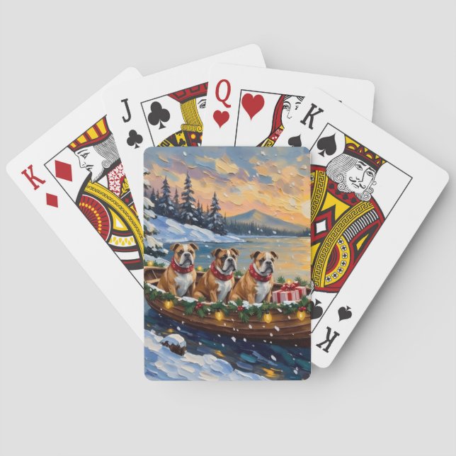Bulldog Christmas Boat Holiday Spielkarten (Rückseite)