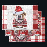 Bulldog Christmas Dog Red White Kariert Geschenkpapier Set<br><div class="desc">Ein bezaubernder Bulldog ist mit seiner Weihnachtsmannmütze und seinem Urlaubspulli für die Ferienzeit bereit. Dieser niedliche Weihnachtshund ist mit einem karierten Urlaub in Rot und Weiß auf diesem Set der Geschenkpackung für den Hundefreund gepaart.</div>
