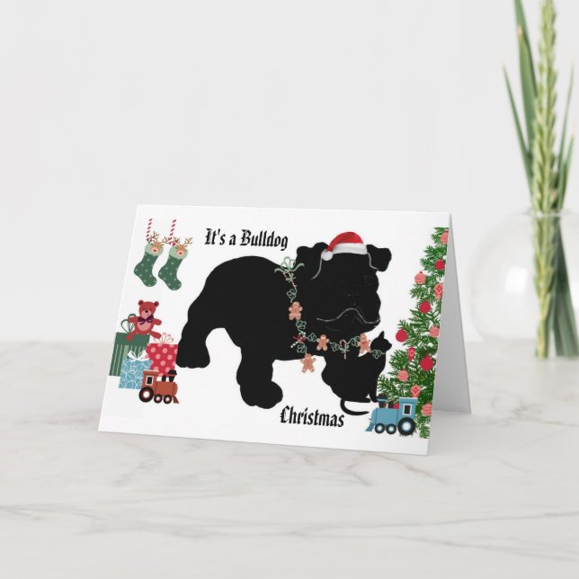 Bulldog Christmas Feiertagskarte (Vorderseite)