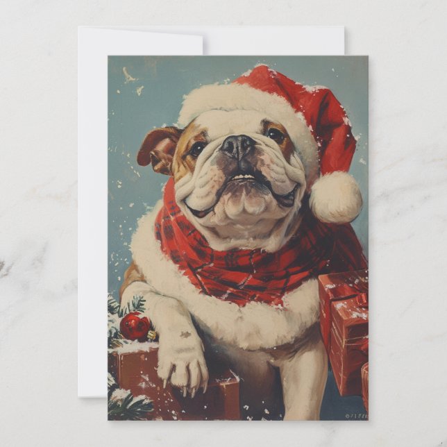 Bulldog Christmas Feiertagskarte (Vorderseite)